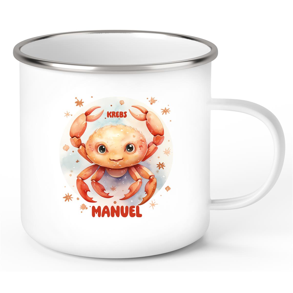 Tasse Sternzeichen Kinder Krebs 1 Wunschname Emaille Kinderbecher personalisiert