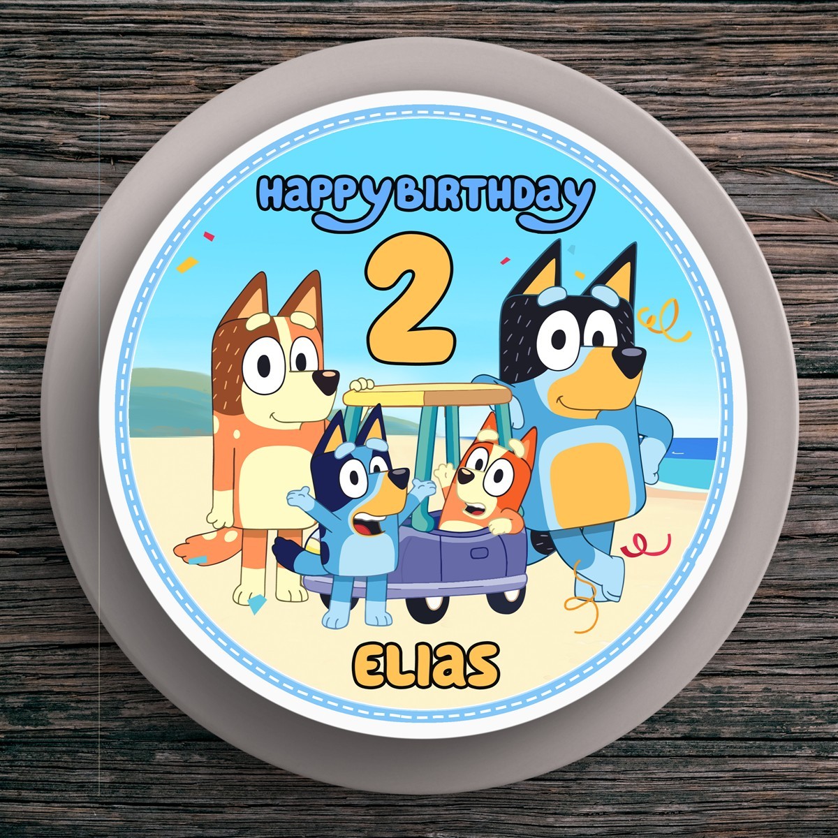 Tortenaufleger Geburtstag Bluey #2 Name & Zahl (20cm) Fondant Papier Tortenaufleger Geburtstag Bluey #2 Name & Zahl (20cm) Fondant Papier