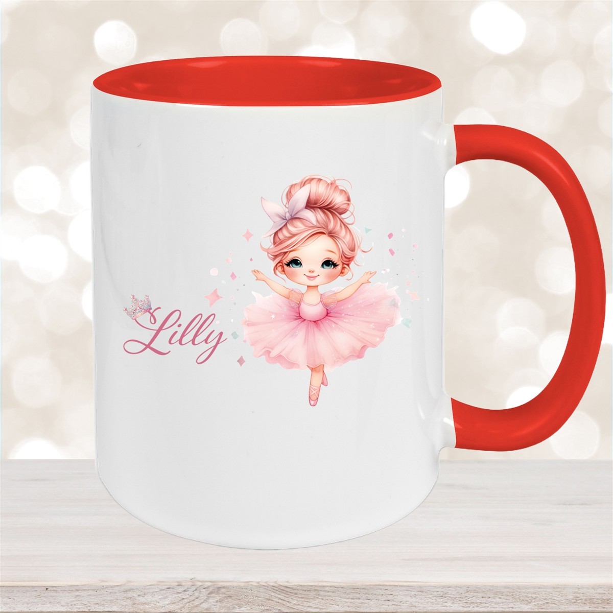 Tasse Ballerina #1 Wunschname Keramik Kinderbecher personalisiert Rot