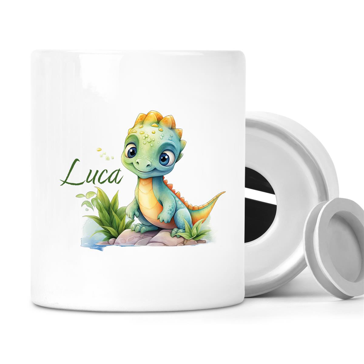 Spardose mit Wunschname Dino #11 personalisiert
