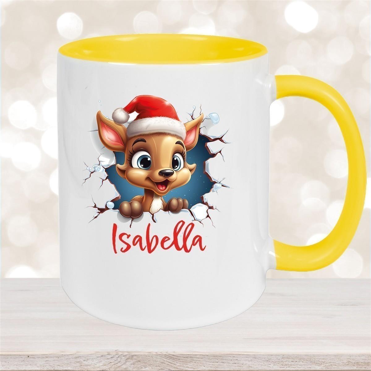 Tasse Wunschname Christmas Rentier 1 Keramik Kinderbecher versch. Farben