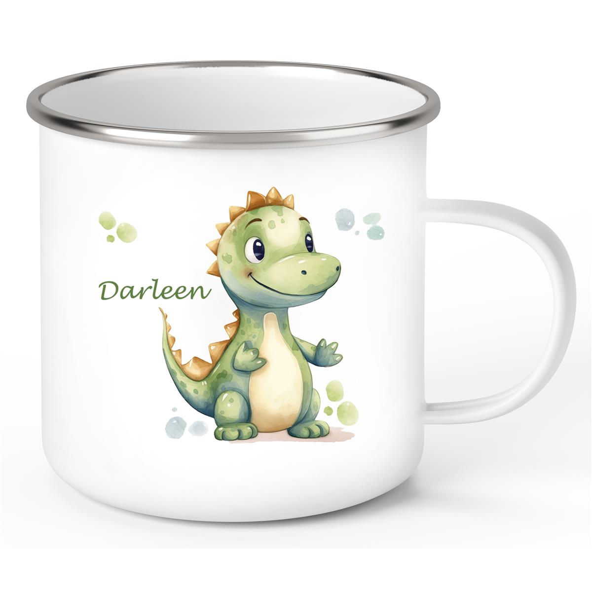 Tasse Wunschname Dino 1 Emaille Kinderbecher