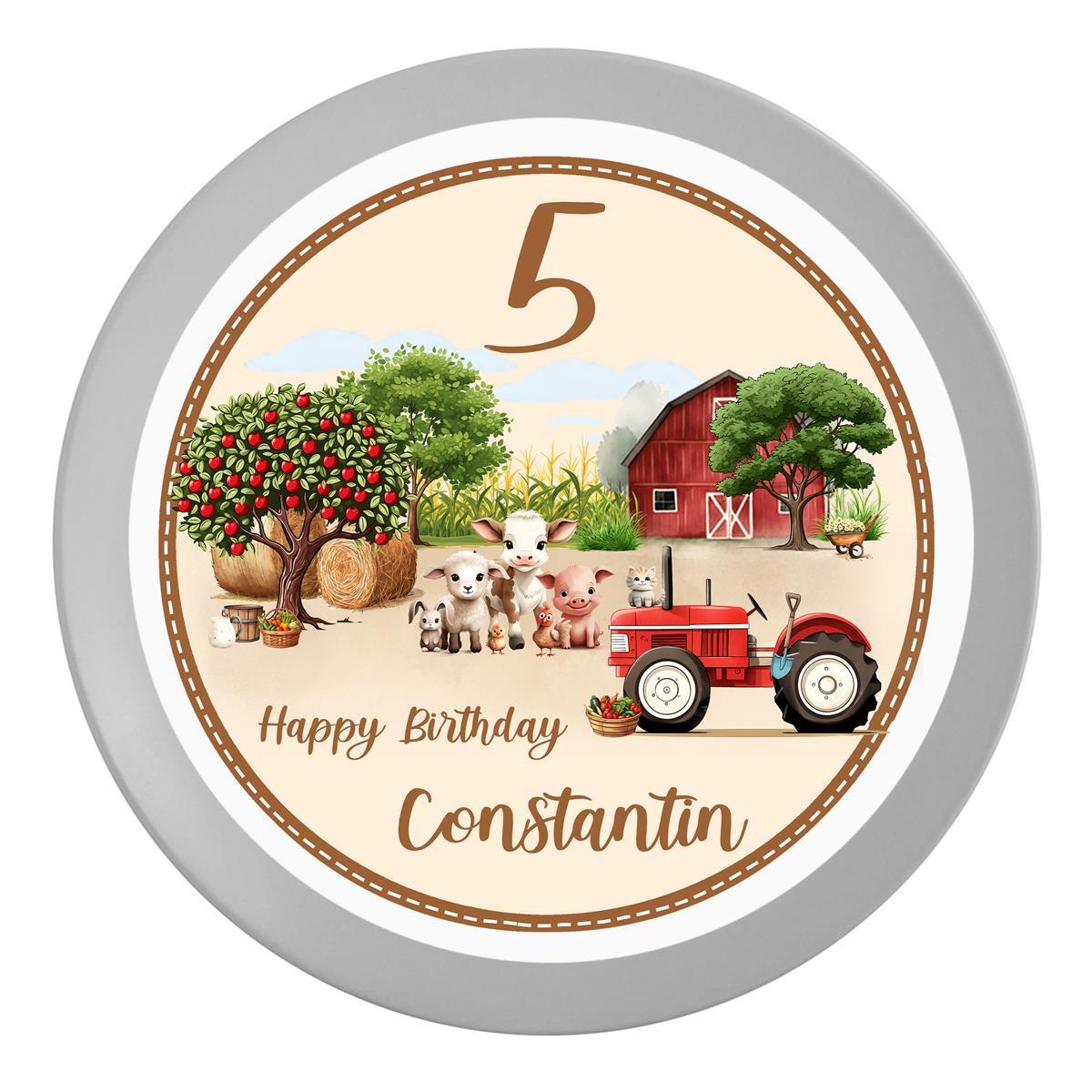 Tortenaufleger Geburtstag Bauernhof 1 Name & Zahl (20cm) Fondant Papier
