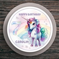 Tortenaufleger Geburtstag Einhorn #4 Name & Zahl (20cm) Fondant Papier