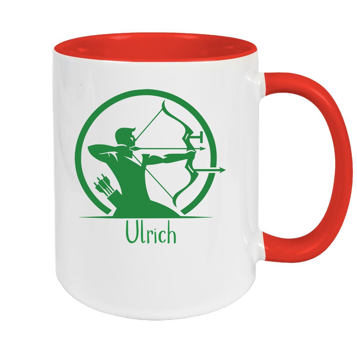 Tasse Bogenschütze 1 Wunschname Keramik personalisiert versch. Farben