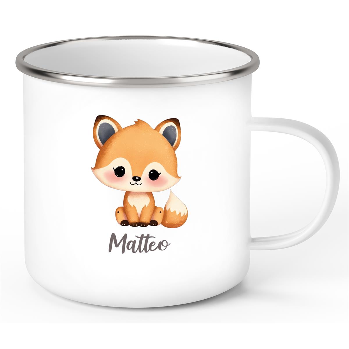 Tasse Wunschname Fuchs 1 Emaille Kinderbecher