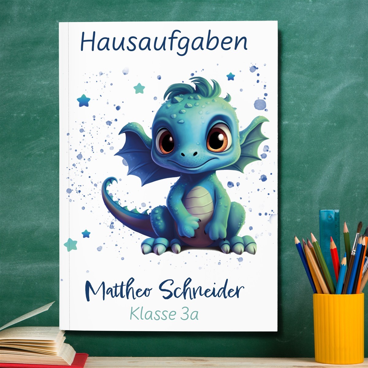 Hausaufgabenheft Drache #1  DIN A5 - 48 Blatt mit Name und Klasse Hausaufgabenheft Drache #1  DIN A5 - 48 Blatt mit Name und Klasse