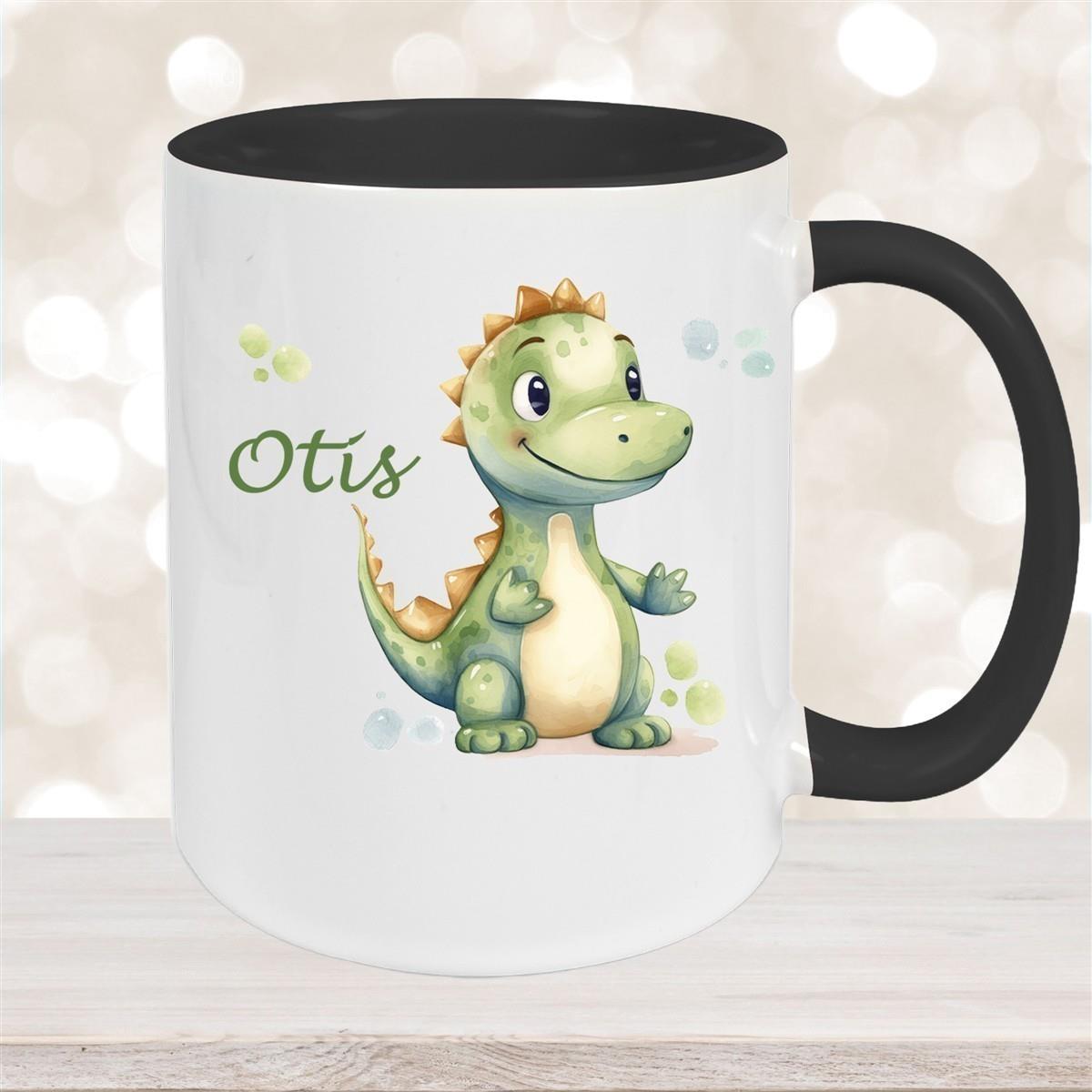 Tasse Wunschname Dino 1 Keramik Kinderbecher versch. Farben