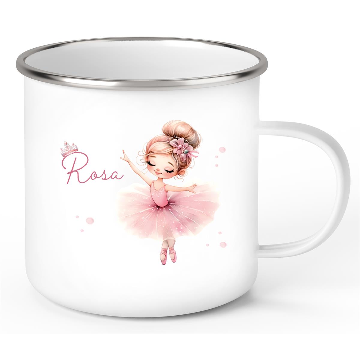 Tasse Ballerina 3 Wunschname Emaille Kinderbecher personalisiert