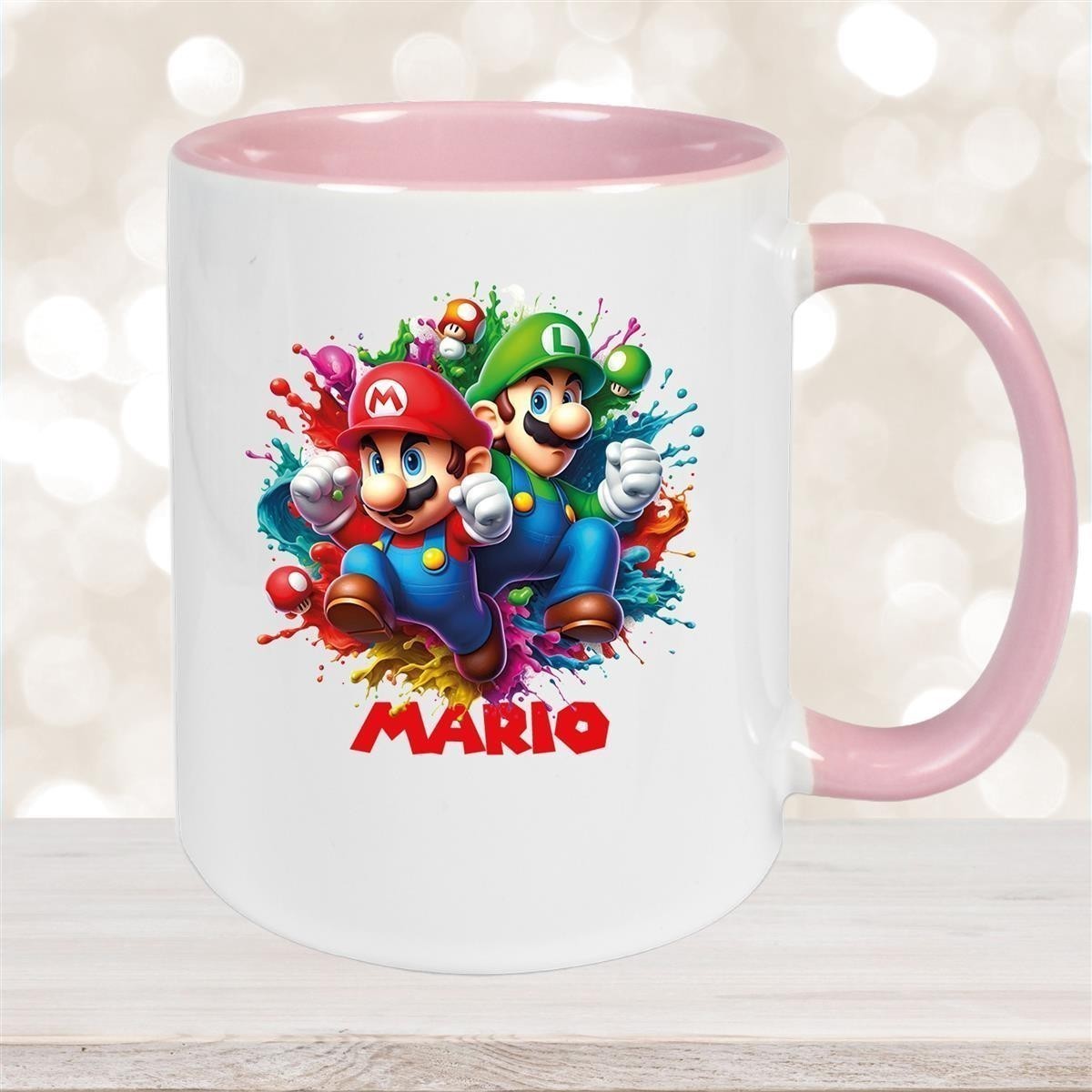Tasse Wunschname Super-Mario #3 Keramik Kinderbecher personalisiert versch. Farben