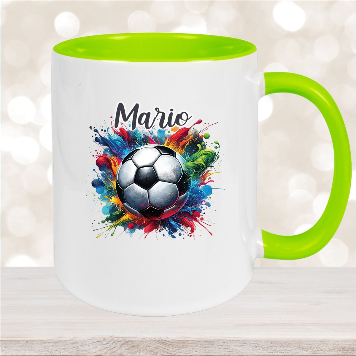 Tasse Wunschname Fußball #12 Personalisiert Keramik Kinderbecher versch. Farben