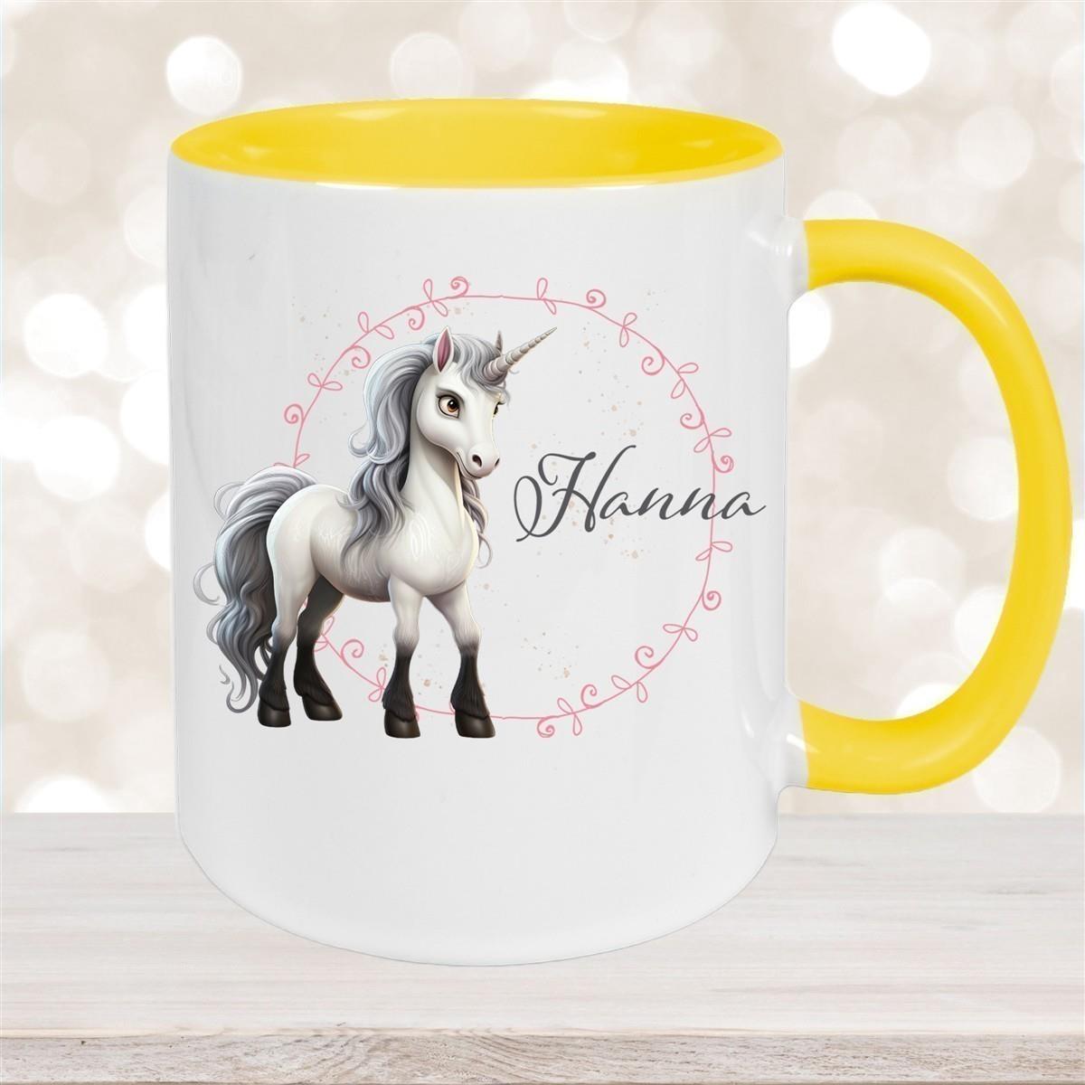 Tasse Einhorn 6 Wunschname Keramik Kinderbecher personalisiert versch. Farben