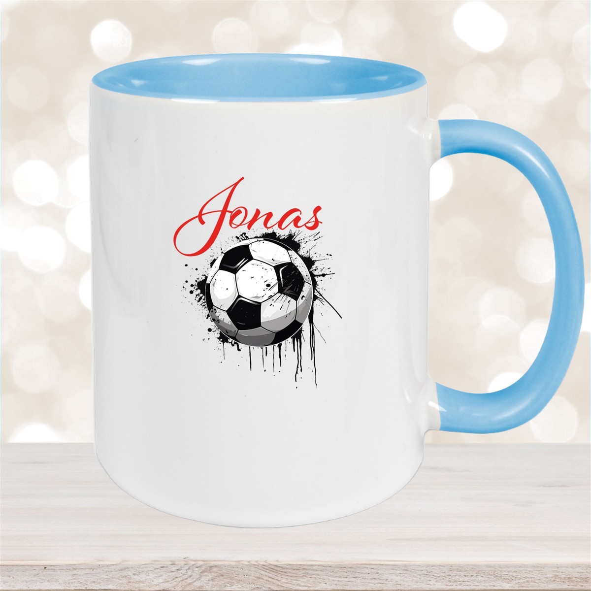 Tasse Wunschname Fußball #19 Personalisiert Keramik Kinderbecher versch. Farben