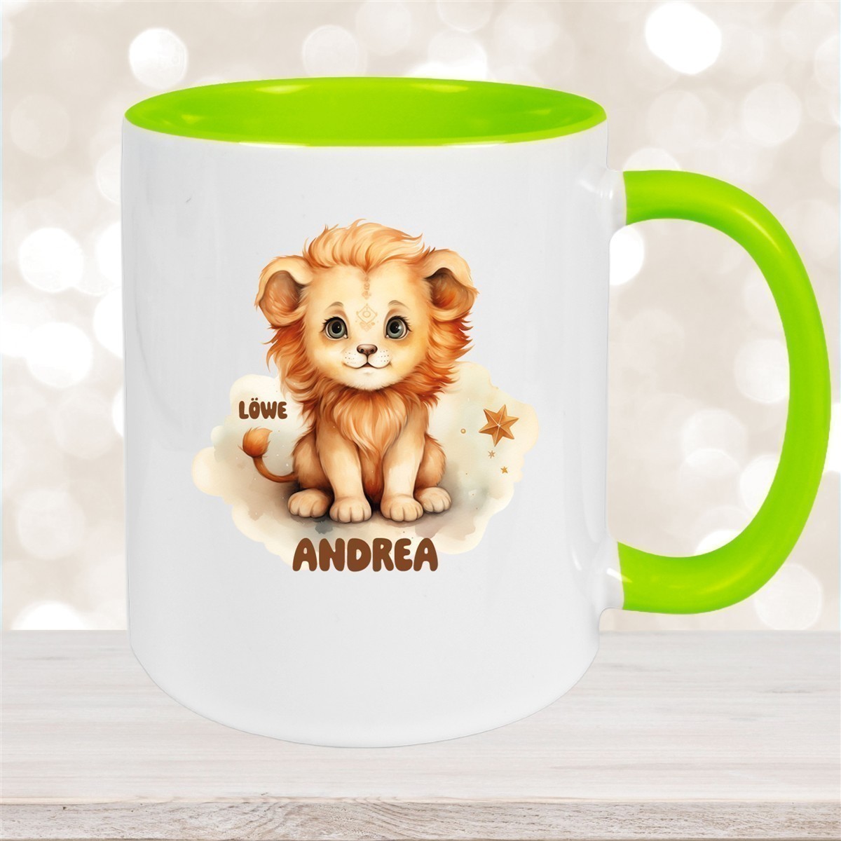 Tasse Sternzeichen Kinder Löwe #1 Wunschname Keramik Kinderbecher personalisiert versch. Farben