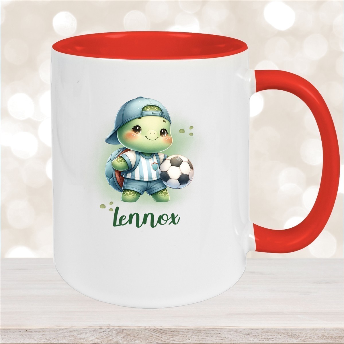Tasse Wunschname Fußball #14 Personalisiert Keramik Kinderbecher versch. Farben