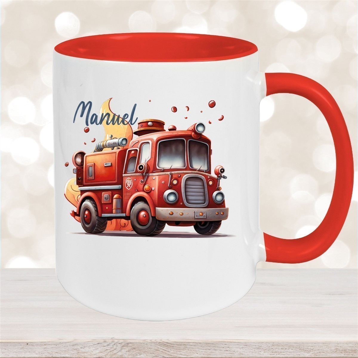 Tasse Wunschname Feuerwehr #1 Keramik Kinderbecher versch. Farben