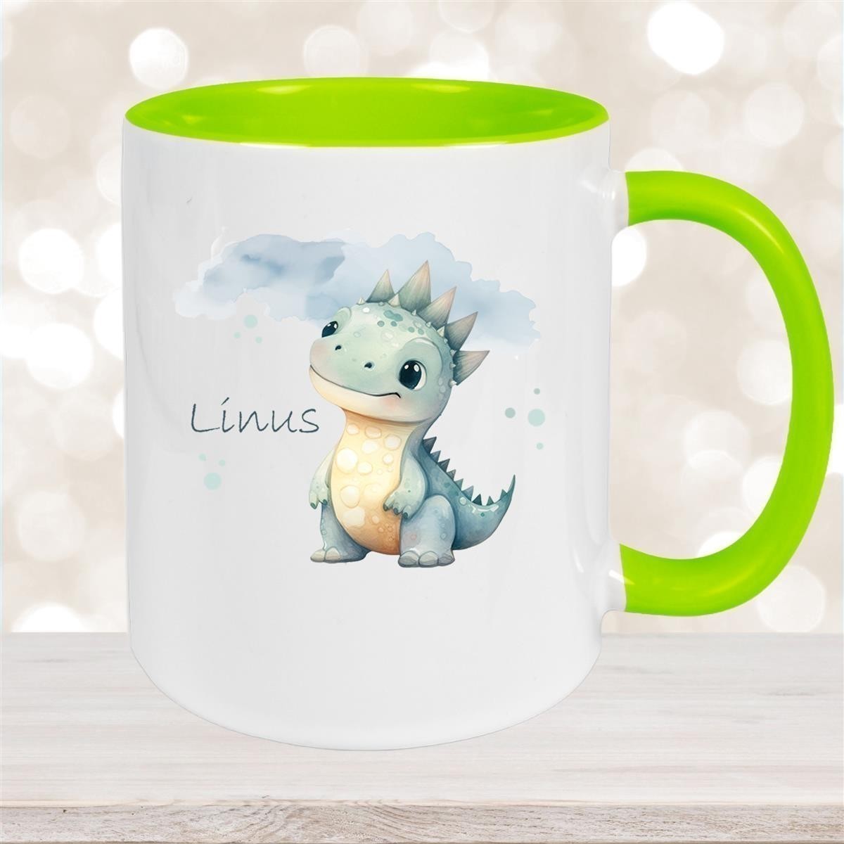 Tasse Dino #15 Wunschname Keramik Kinderbecher Personalisiert versch. Farben