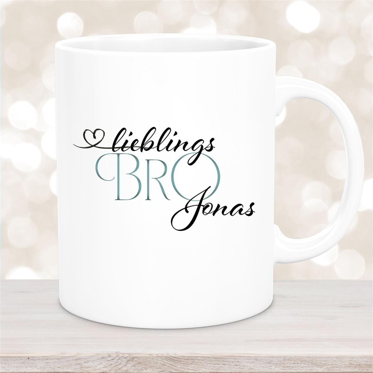 Tasse Wunschname Lieblings-Bro 1 personalisiert Keramik Becher versch. Farben