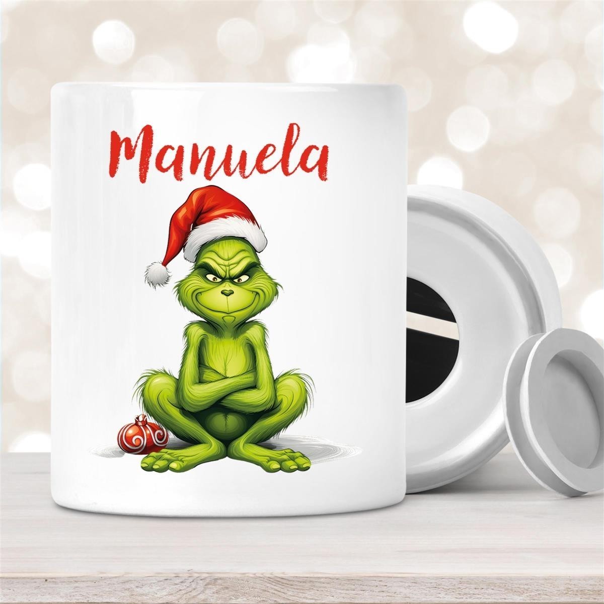 Spardose mit Wunschname Weihnachten Grinch #4 personalisiert Spardose mit Wunschname Weihnachten Grinch #4 personalisiert