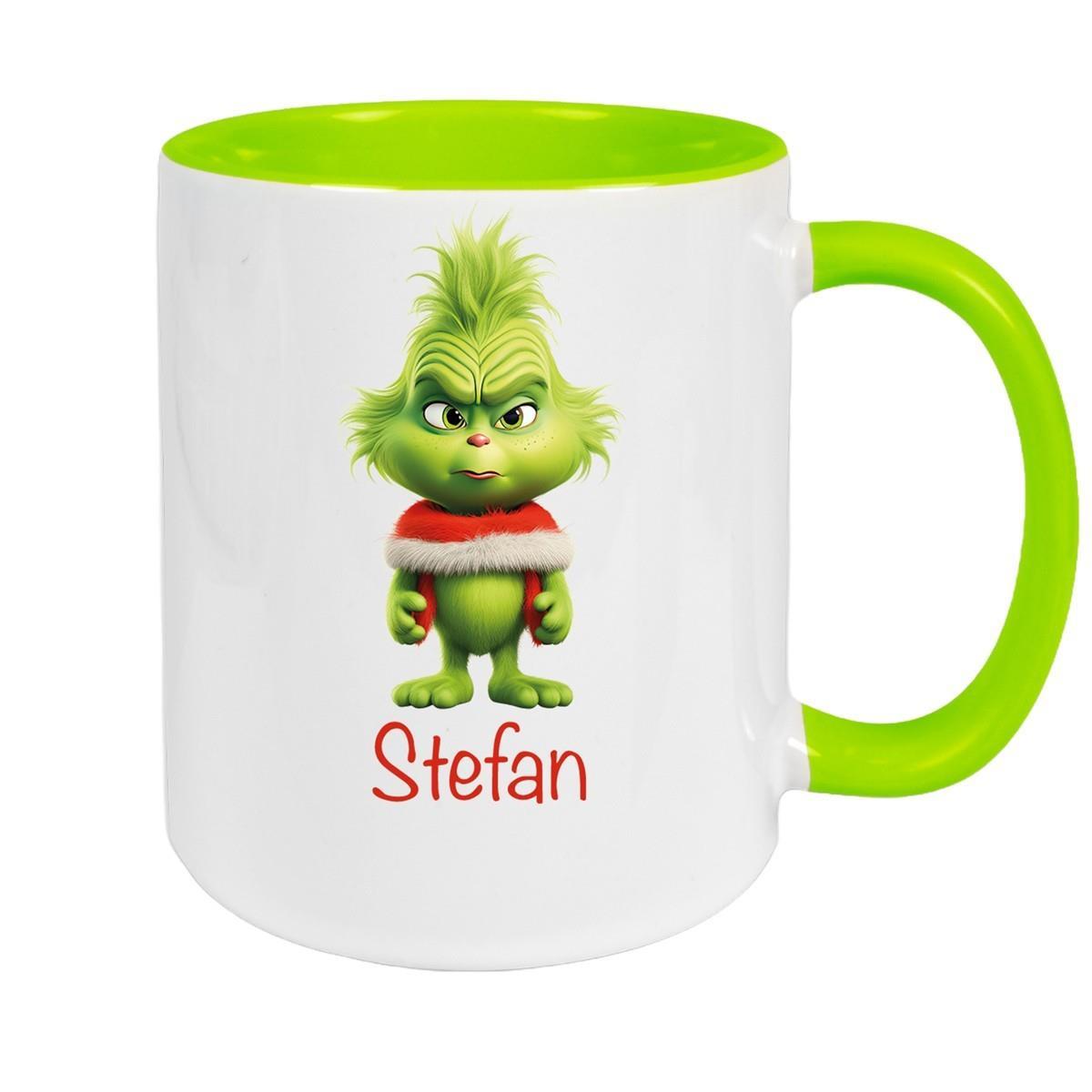 Tasse Wunschname Weihnachten Grinch 1 Keramik Kinderbecher versch. Farben