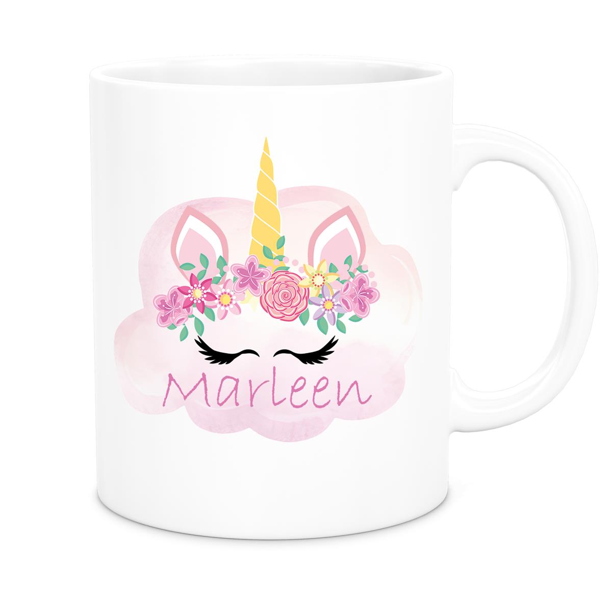 Tasse Einhorn 5 Wunschname Keramik Kinderbecher personalisiert versch. Farben