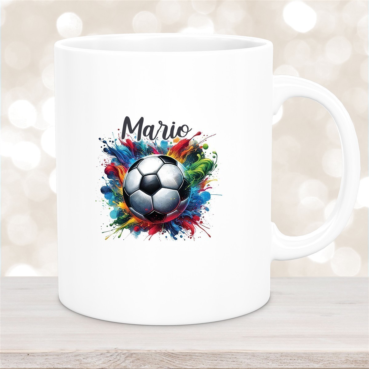 Tasse Wunschname Fußball #12 Personalisiert Keramik Kinderbecher versch. Farben