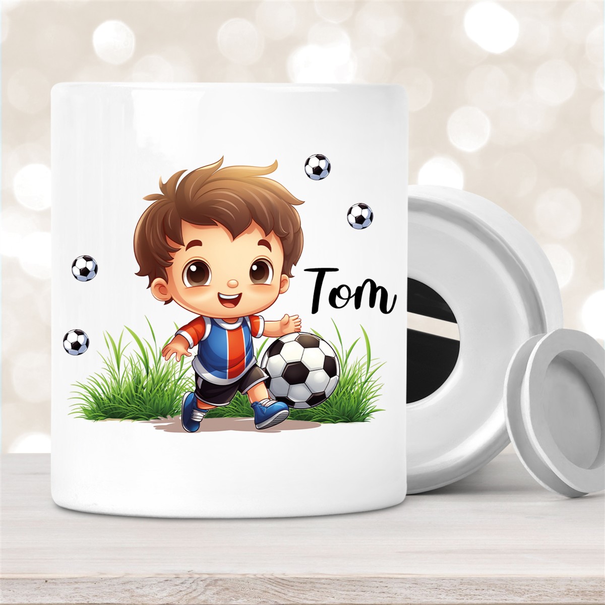Spardose mit Wunschname Fußball #8 personalisiert Spardose mit Wunschname Fußball #8 personalisiert
