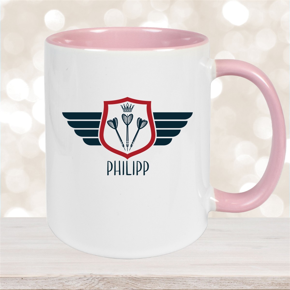 Tasse Dart #2 Wunschname Keramik Kinderbecher personalisiert Altrosa