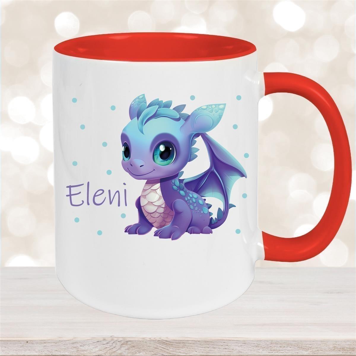 Tasse Wunschname Drache 1 Keramik Kinderbecher versch. Farben