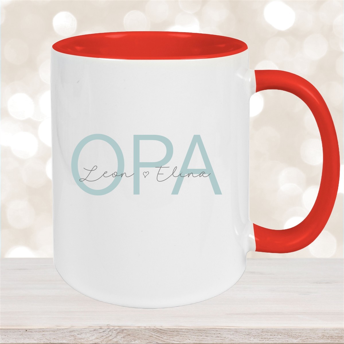 Tasse, Opa, Vatertag, Geburtstag #1 Wunschnamen Keramik Personalisiert Rot