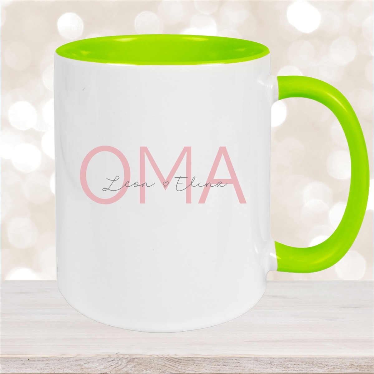 Tasse, Oma, Muttertag, Geburtstag #1 Wunschnamen Keramik Personalisiert Grün