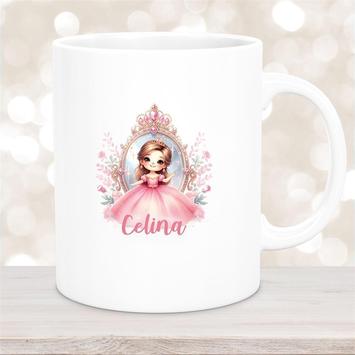 Tasse Kinder Prinzessin 2 Wunschname Keramik Kinderbecher personalisiert versch. Farben