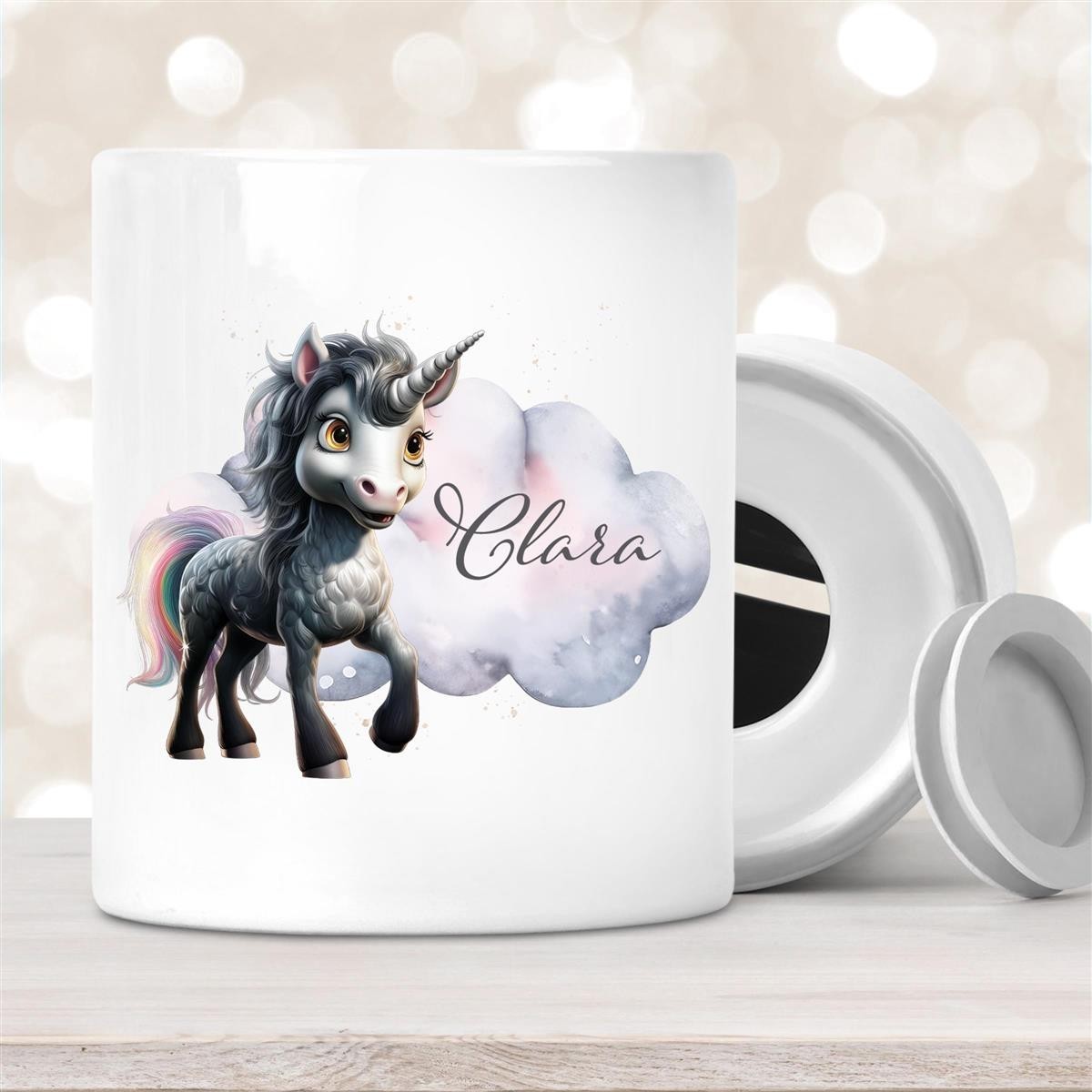 Spardose mit Wunschname Einhorn #7 personalisiert Spardose mit Wunschname Einhorn #7 personalisiert