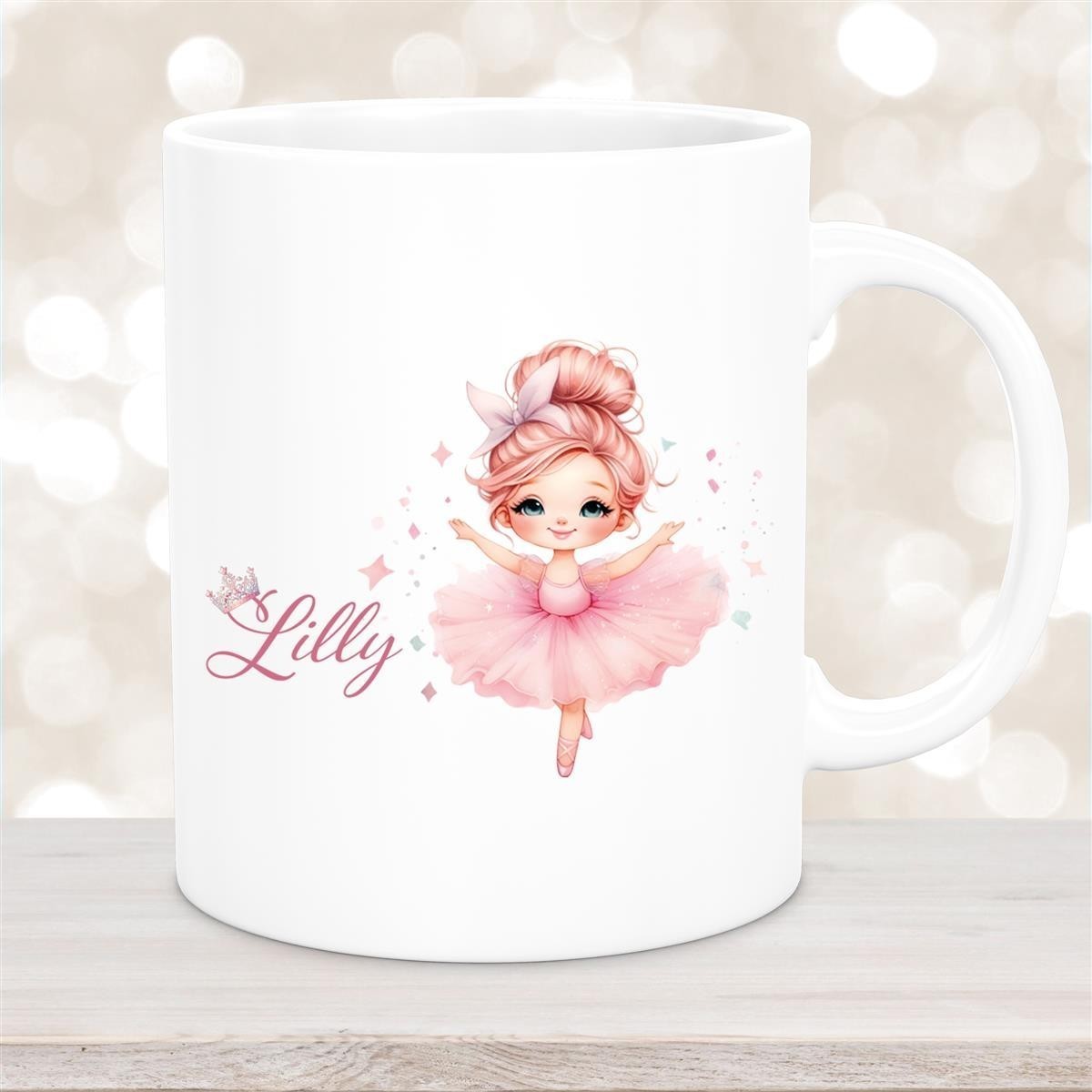 Tasse Ballerina #1 Wunschname Keramik Kinderbecher personalisiert Weiß Tasse Ballerina #1 Wunschname Keramik Kinderbecher personalisiert Weiß