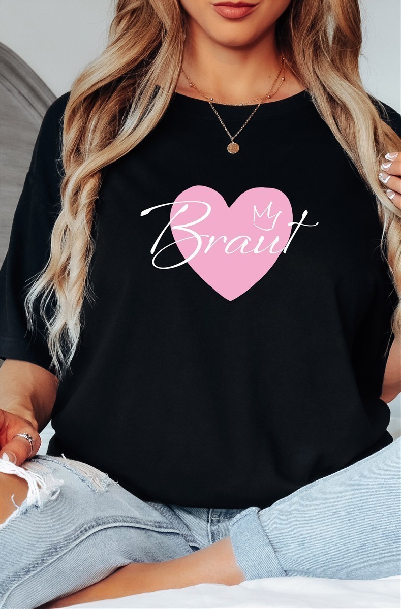 T-Shirt Braut #04 Herz Damen-Shirt für den Junggesellinnenabschied Braut-Schwarz-XXL