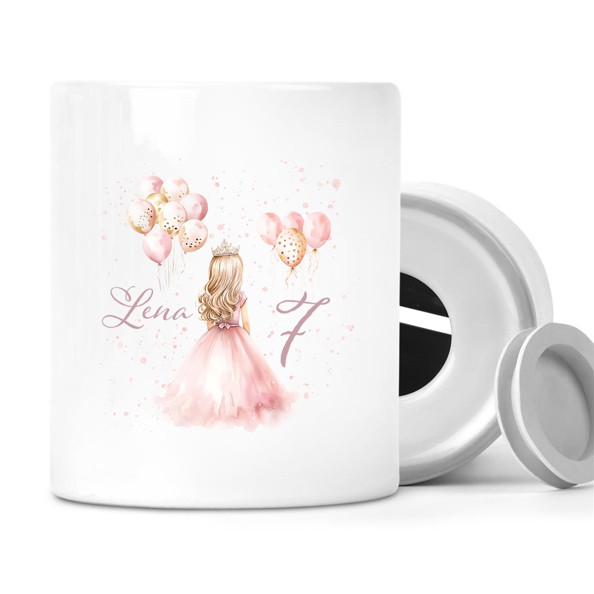 Spardose Geburtstag mit Wunschname Prinzessin 2 Personalisiert