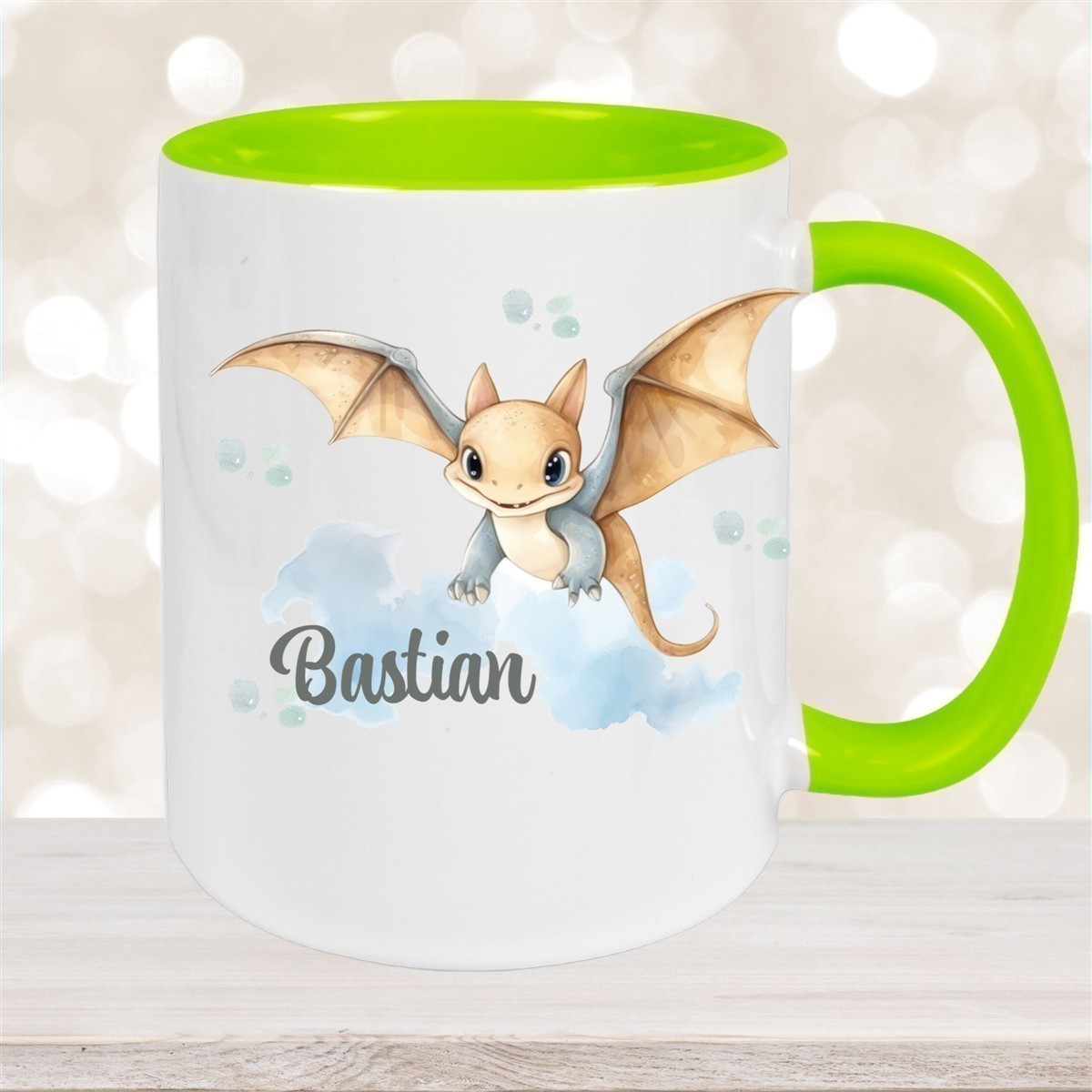 Tasse Wunschname Dino #4 Keramik Kinderbecher versch. Farben