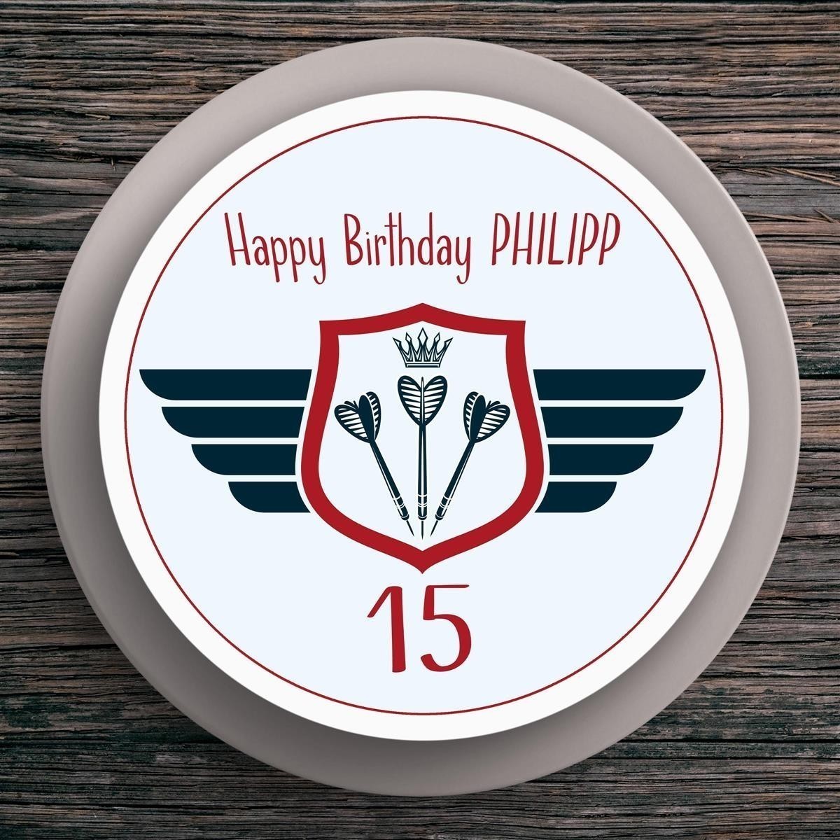 Tortenaufleger Geburtstag Dart #2 Name & Zahl (20cm) Fondant Papier Tortenaufleger Geburtstag Dart #2 Name & Zahl (20cm) Fondant Papier