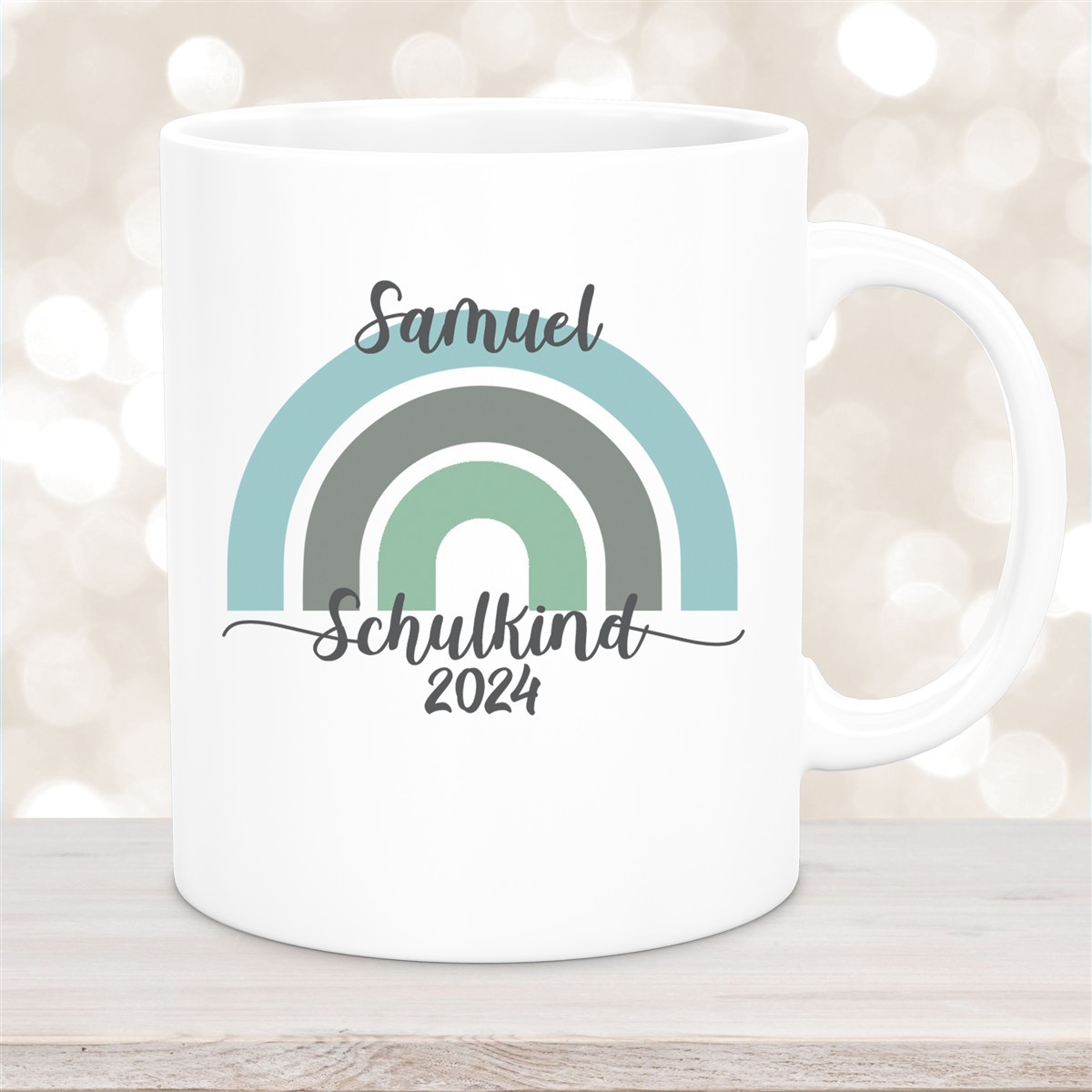 Tasse Schulkind #05 Wunschname Rainbow Keramik Kinderbecher Personalisiert versch. Farben