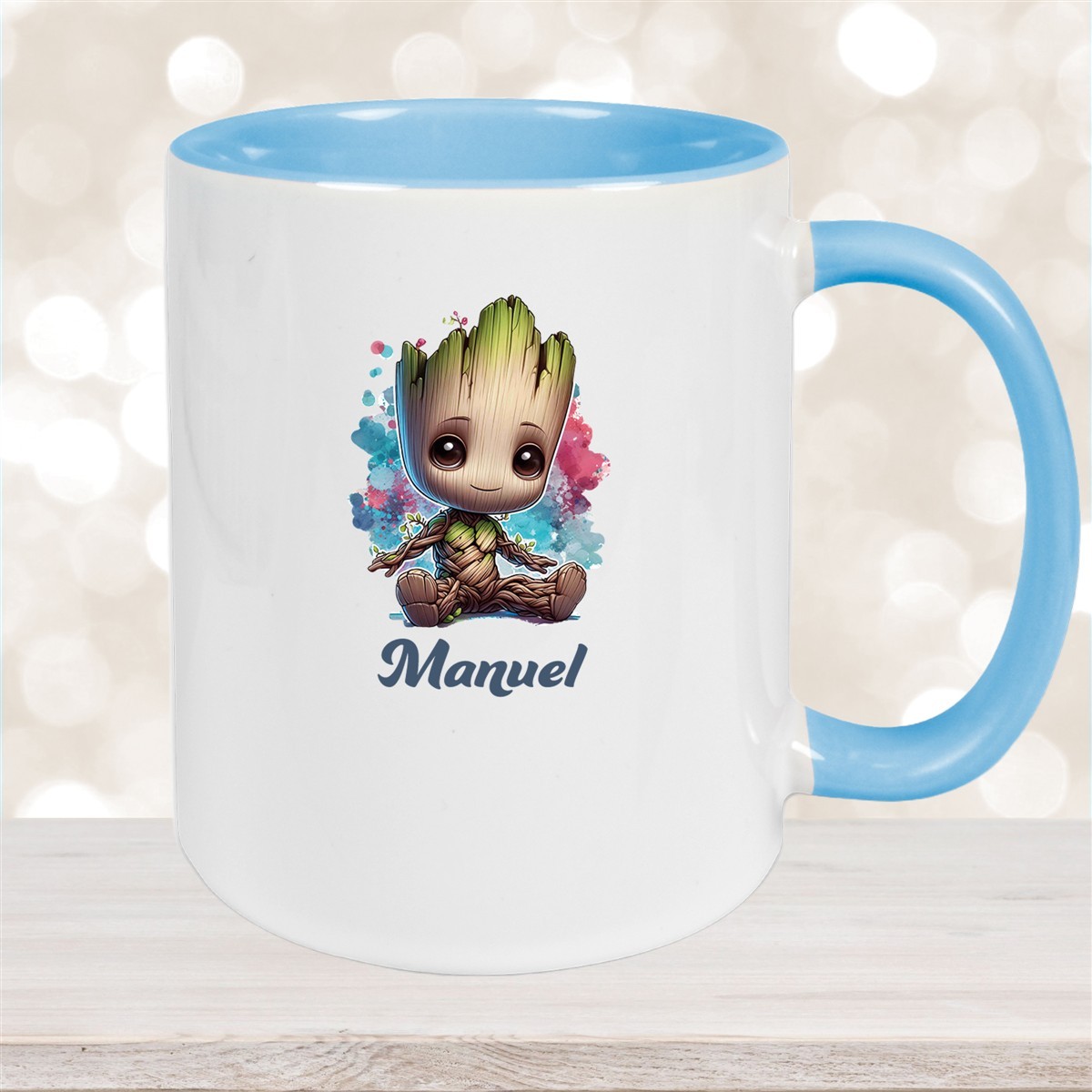 Tasse Baby-Groot #1 Wunschname Keramik Kinderbecher personalisiert Hellblau