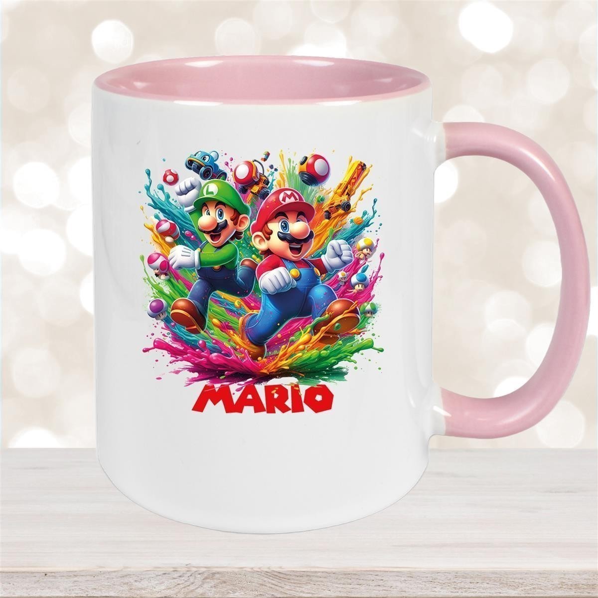 Tasse Wunschname Super-Mario #6 Keramik Kinderbecher personalisiert versch. Farben