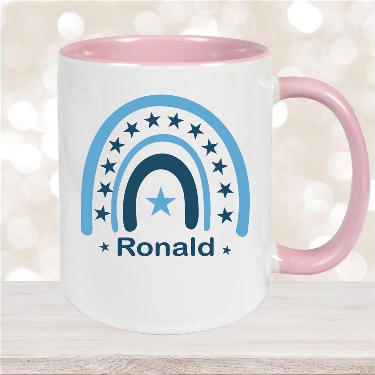 Tasse Wunschname Regenbogen 3 Keramik Kinderbecher versch. Farben