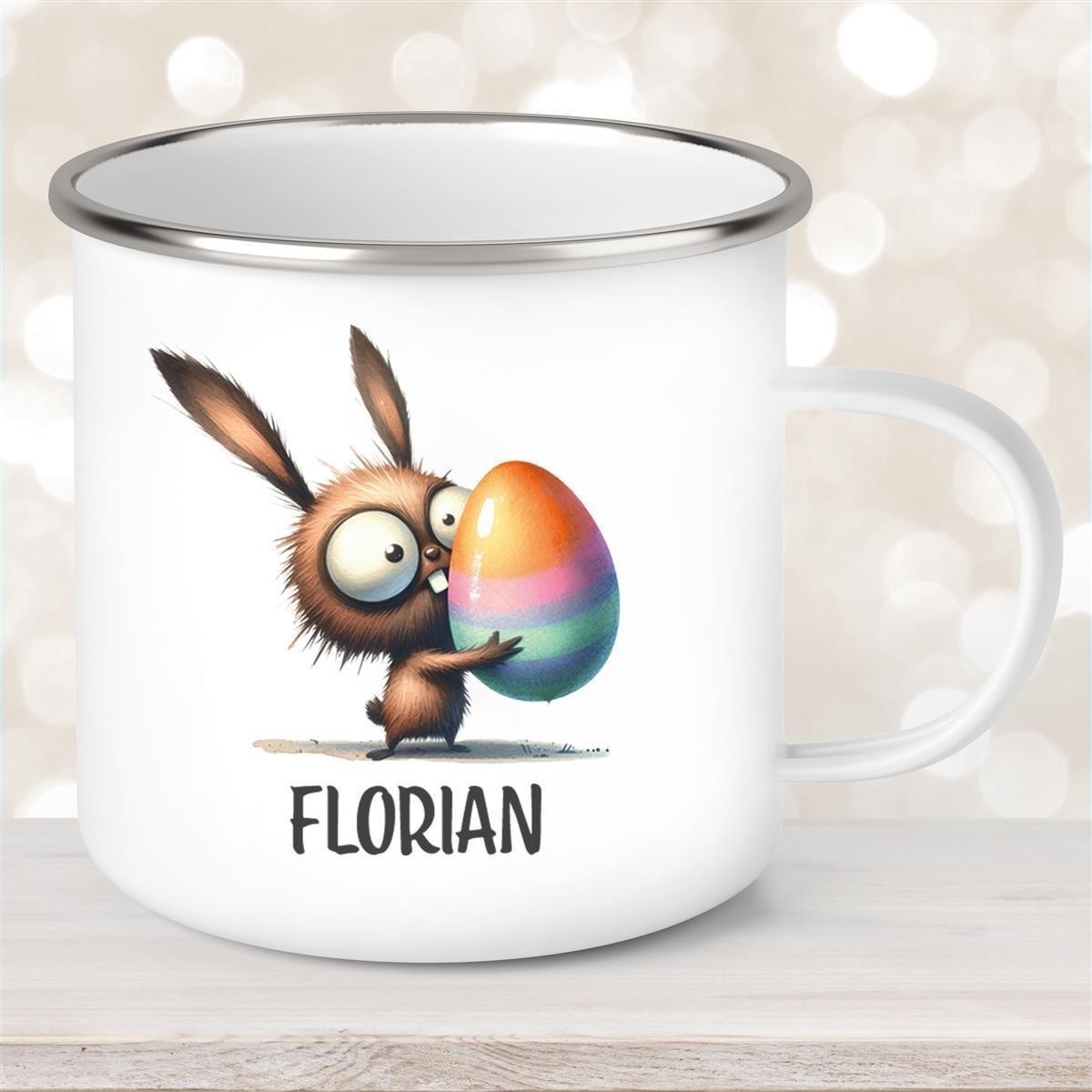 Tasse Ostern - Hase #6 Wunschnamen personalisiert Emaillie Tasse Ostern - Hase #6 Wunschnamen personalisiert Emaillie