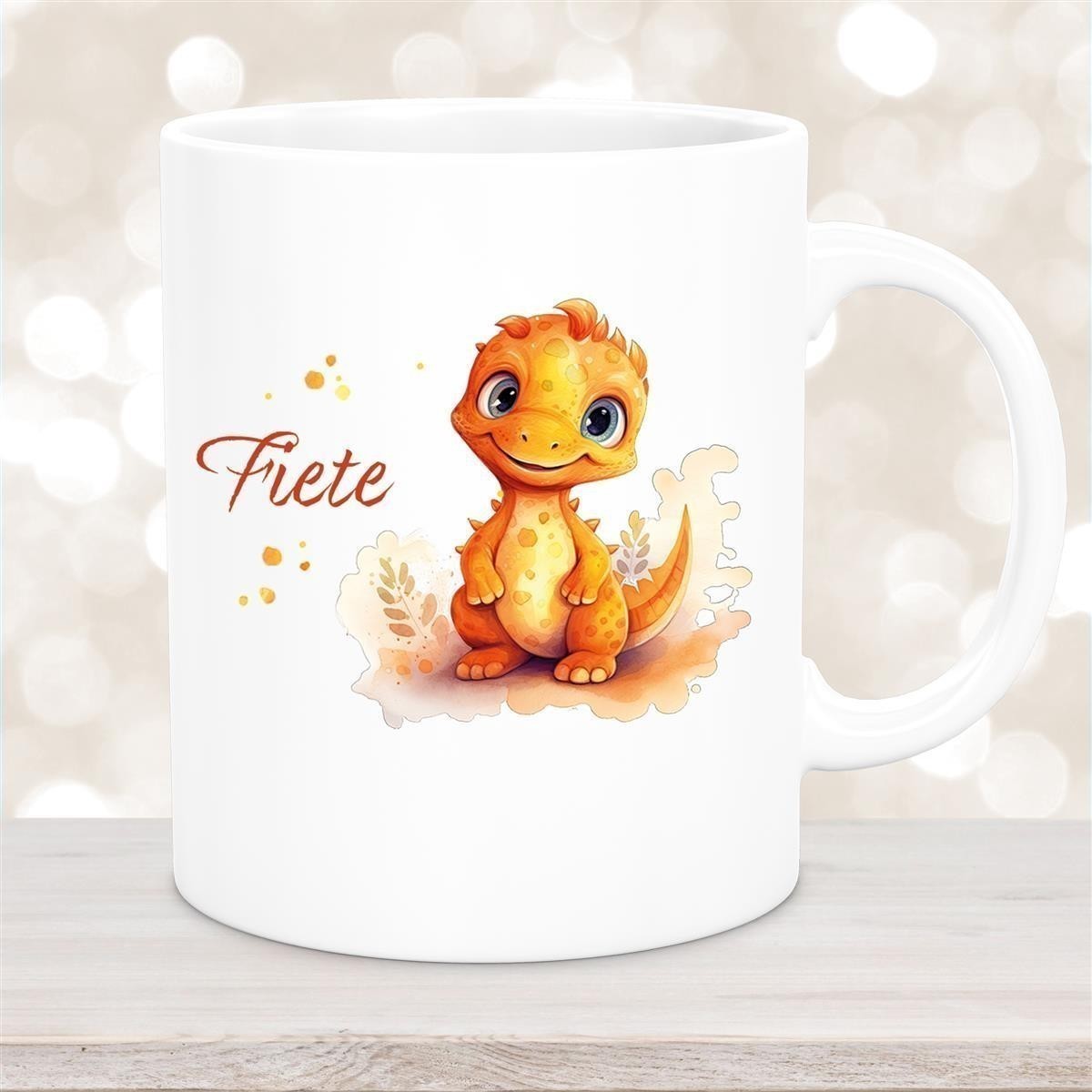 Tasse Dino #10 Wunschname Keramik Kinderbecher Personalisiert versch. Farben