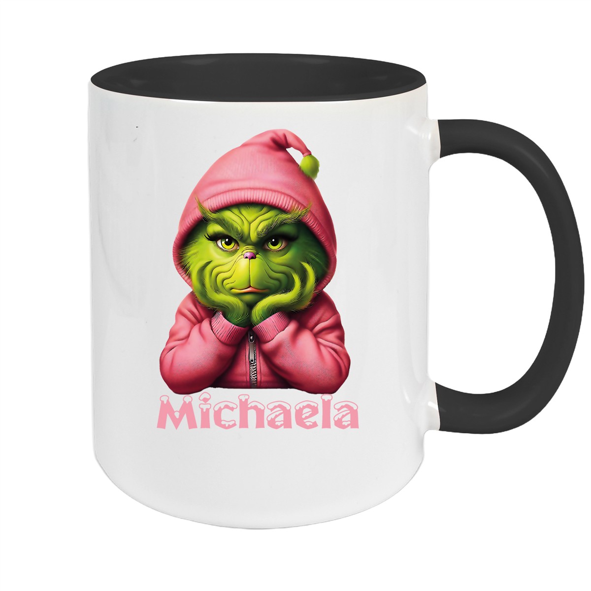 Tasse Wunschname Weihnachten Grinch #10 Keramik Kinderbecher Schwarz