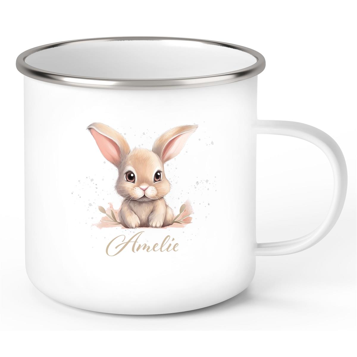 Tasse Ostern - Hase 7 Wunschnamen personalisiert Emaillie