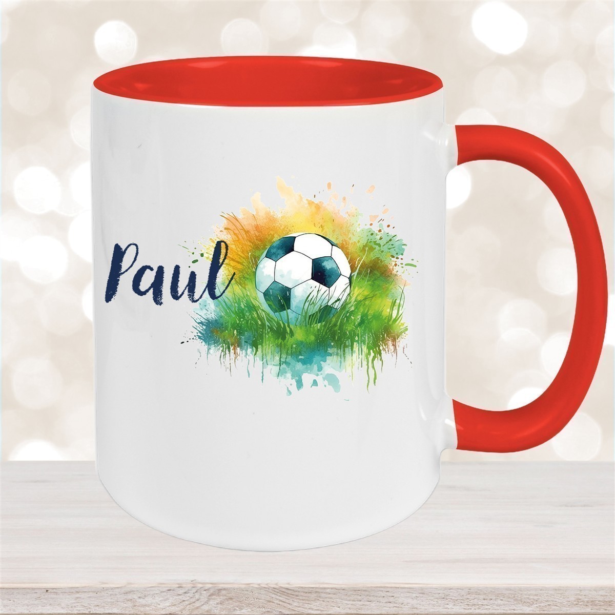 Tasse Fußball #5 Wunschname Keramik Kinderbecher personalisiert versch. Farben