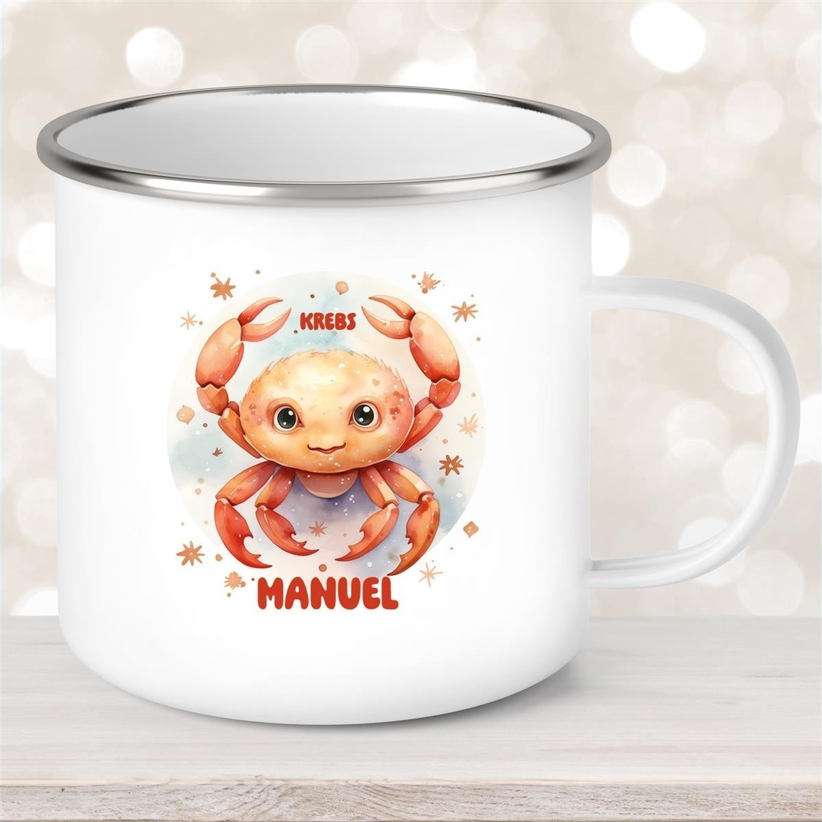 Tasse Sternzeichen Kinder Krebs #1 Wunschname Emaille Kinderbecher personalisiert Tasse Sternzeichen Kinder Krebs #1 Wunschname Emaille Kinderbecher personalisiert