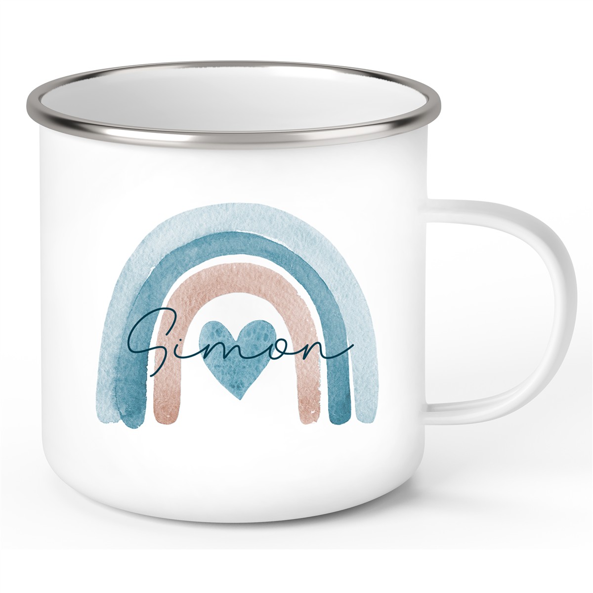 Tasse Wunschname Regenbogen 6 Emaille Kinderbecher