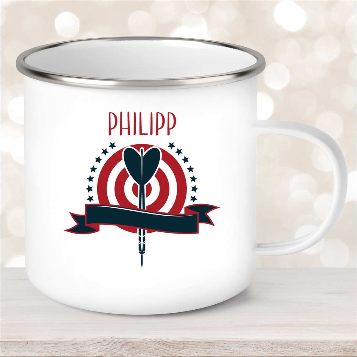 Tasse Dart #4 Wunschname Emaille Kinderbecher personalisiert Tasse Dart #4 Wunschname Emaille Kinderbecher personalisiert